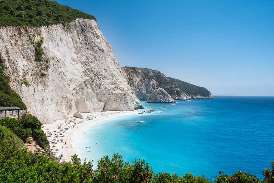 Praia de Porto Katsiki na Ilha Lefkada, na Grécia